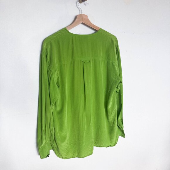 Vintage Lime Green 100% Silk Blouse - Picture 11 of 11
